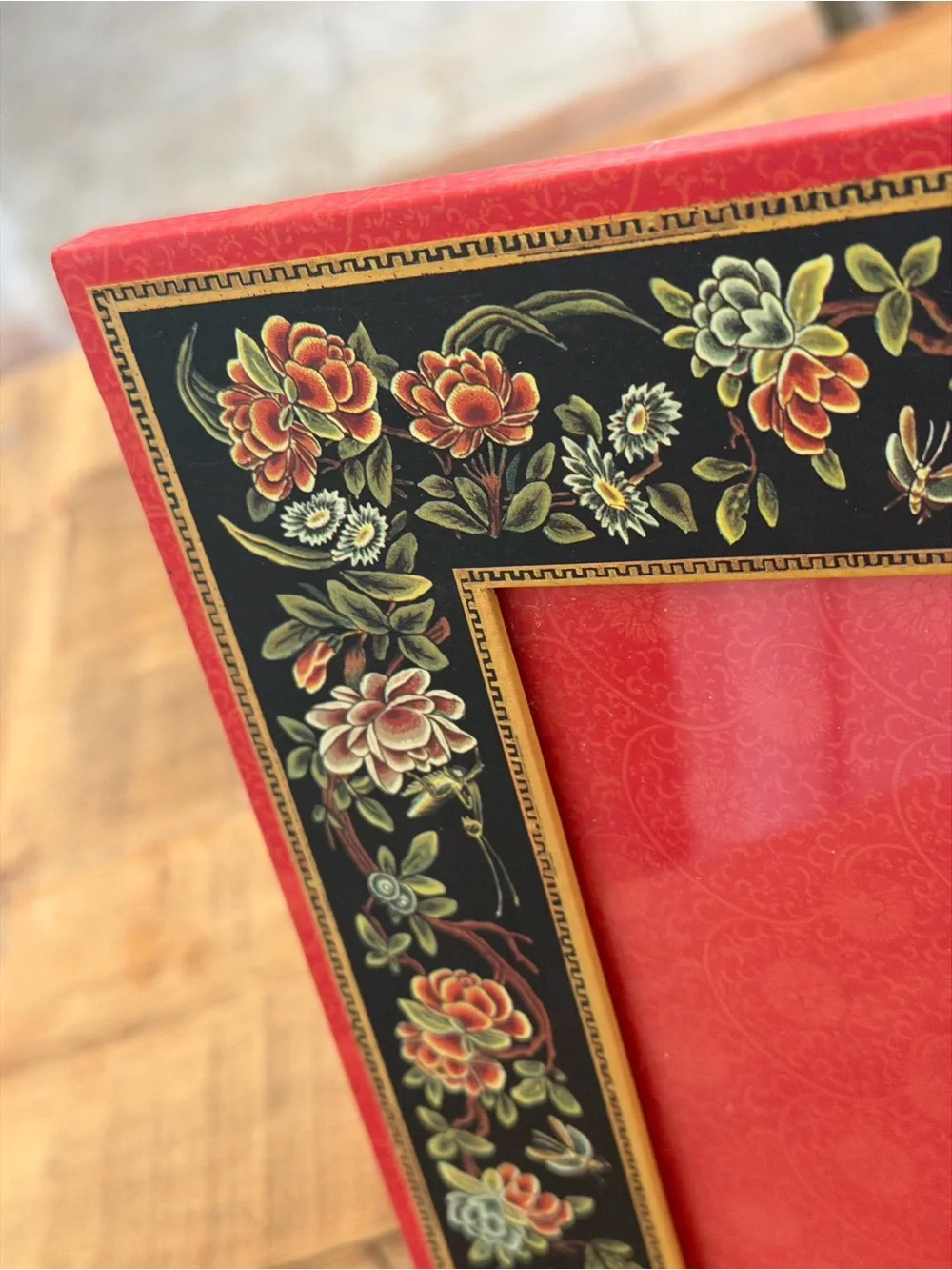 Punch Studio 8x10 Floral Decorative Photo Frame. Easel Back | Red/Black